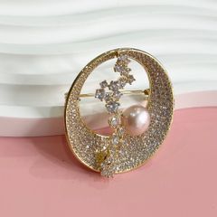  Cài Áo Mặt Trăng Pha Lê & Ngọc Trai Tự Nhiên 