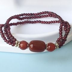  Vòng Đá Phong Thuỷ Cao Cấp - Đá Garnet Ngọc Hồng Lựu Tự Nhiên 3 Vòng May Mắn & Bình An 