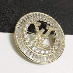  Cài Áo Nam, Nữ - LV Màu Vàng Pha Lê Trắng (AB) 