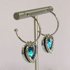  Bông Tai Khoen Tròn Trái Tim Của Đại Dương Pha Lê Xanh Bích Titanic (AE) 