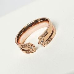  Nhẫn Nam Titan Cao Cấp - Màu Vàng Hồng Pha Lê (AA) 