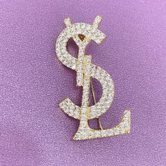  Cài Áo Nam, Nữ - YSL Màu Vàng Pha Lê Trắng (AF) 