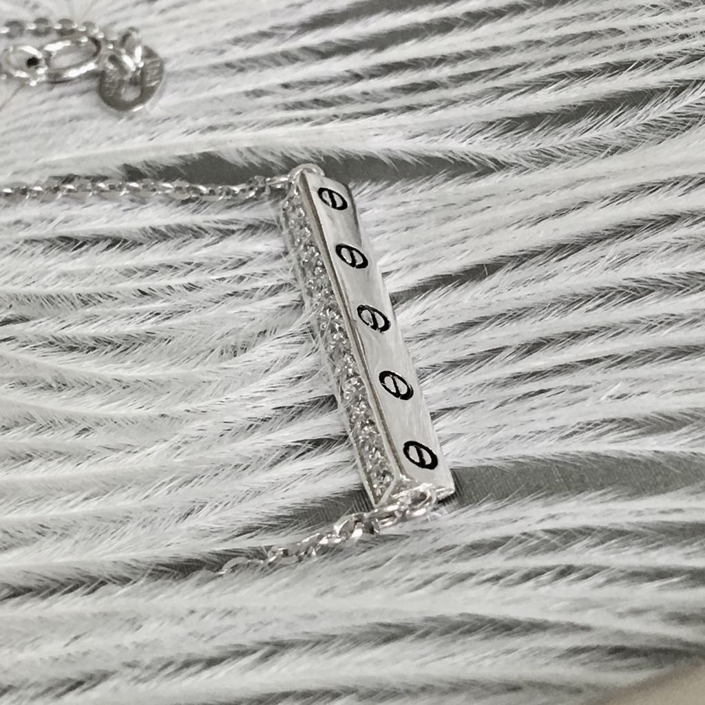  Dây Chuyền Bạc Cao Cấp - Cartier Thanh Ngang Pha Lê (AC) 