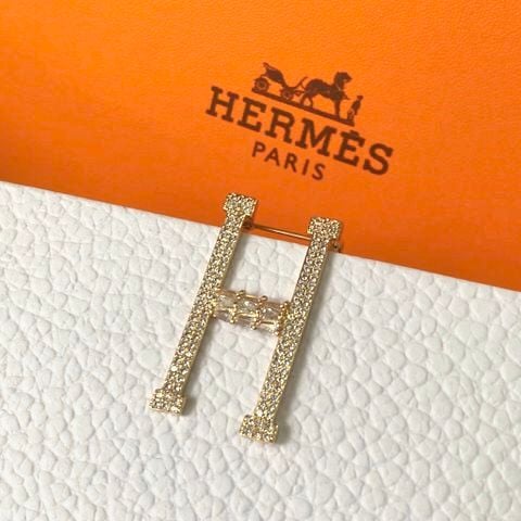  Cài Áo Hermes Màu Vàng Pha Lê Trắng (AC) 