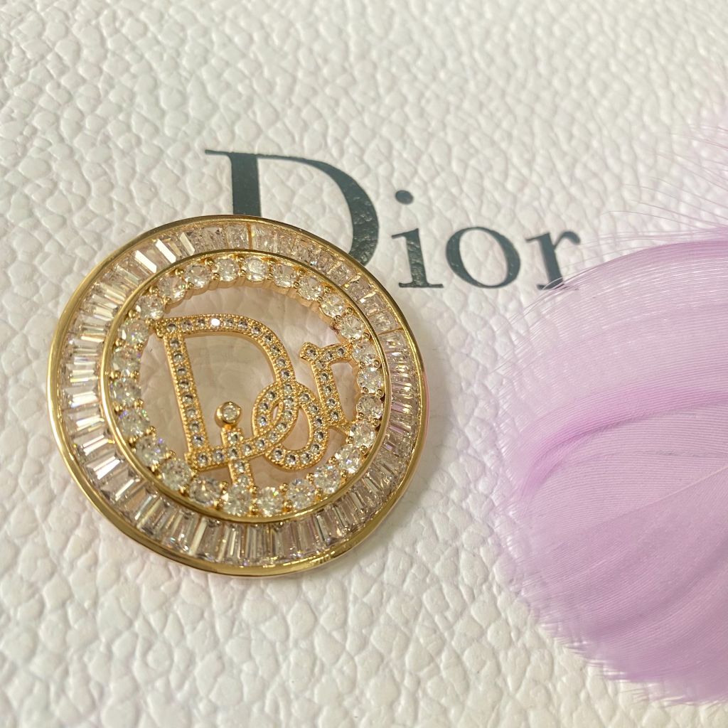  Cài Áo Nam, Nữ - Dior Màu Vàng Pha Lê Trắng (AR) 