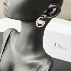  Bông Tai Dior Màu Trắng Pha Lê (AO) 