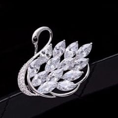  Cài Áo Con Thiên Nga Pha Lê Trắng (AJ) 