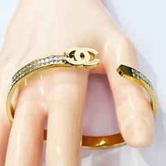  Vòng Tay TiTan Cao Cấp - Chanel Màu Vàng Pha Lê Trắng (AF) 