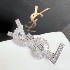  Cài Áo Nam, Nữ - YSL Màu Trắng Pha Lê (AG) 