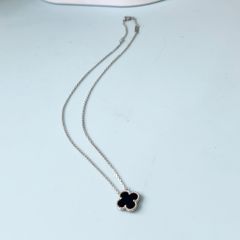  Bộ Trang Sức Cỏ 4 Lá May Mắn Vàng Đen Size 1,5cm - Dây Chuyền, Vòng Tay & Bông Tai Pha Lê (AO) 