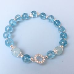  Vòng Đá Phong Thuỷ Cao Cấp - Đá Aquamarine Tự Nhiên & Vòng Tròn Đá Pha Lê Xanh Biển 