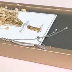  Vòng Tay Dây Rút Thanh Ngang Pha Lê Trắng (AE) 