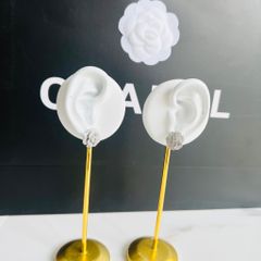  Bông Tai Chanel Hoa Trà Trắng Bản To Pha Lê (CA) 