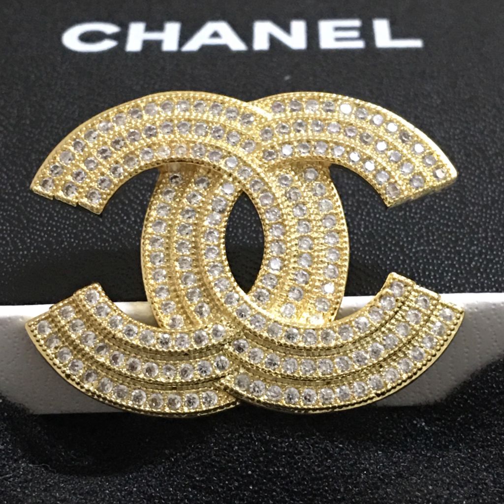  Cài Áo Nam, Nữ - Chanel Màu Vàng Pha Lê Trắng (BN) 