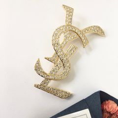  Cài Áo Nam, Nữ - YSL Màu Vàng Pha Lê Trắng (AI) 