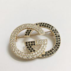  Cài Áo Nam, Nữ - Gucci Màu Vàng Pha Lê Đen & Trắng (AB) 