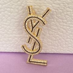  Cài Áo Nam, Nữ - YSL Màu Vàng Pha Lê Trắng (AE) 