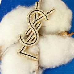  Cài Áo Nam, Nữ - YSL Màu Vàng Pha Lê Trắng (AE) 