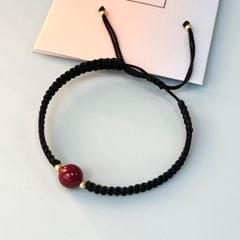  Vòng Đá Phong Thuỷ Cao Cấp - Đá Chu Sa Thiên Nhiên Dây Đen May Mắn 