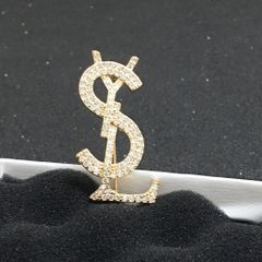  Cài Áo Nam, Nữ - YSL Màu Vàng Pha Lê Trắng (AB) 