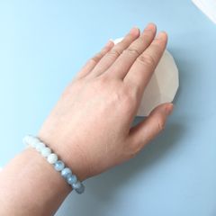  Vòng Đá Phong Thuỷ Cao Cấp - Đá Aquamarine Tự Nhiên Màu Xanh Nhạt Dần 