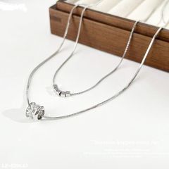  Dây Chuyền Ngắn - 2 Tầng Vòng Tròn Pha Lê Trắng Phong Cách Cá Tính 