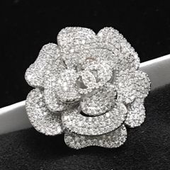  Cài Áo Hoa Trà Chanel Pha Lê Trắng (BF) 