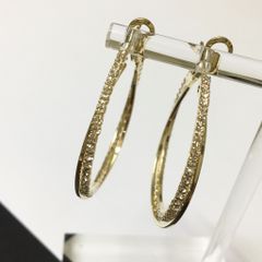  Bông Tai Khoen Tròn Màu Vàng 3,6cm Pha Lê Trắng (AK) 