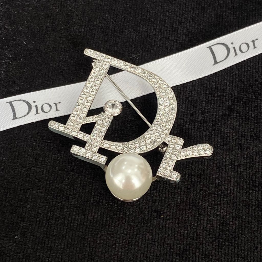  Cài Áo Nam, Nữ - Dior Màu Trắng Ngọc Trai & Pha Lê (AN) 