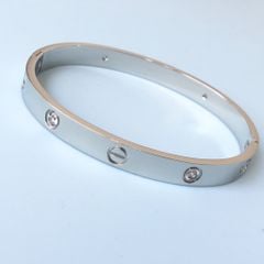  Vòng Tay Cặp Đôi Tình Yêu - Cartier Màu Trắng Titan Cao Cấp Pha Lê (AB) 