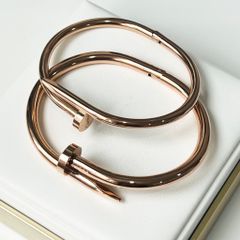  Vòng Tay Cặp Đôi Tình Yêu - Cartier Cây Đinh Màu Vàng Hồng Titan Cao Cấp (AK) 