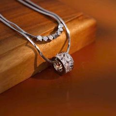  Dây Chuyền Ngắn - 2 Tầng Vòng Tròn Pha Lê Trắng Phong Cách Cá Tính 