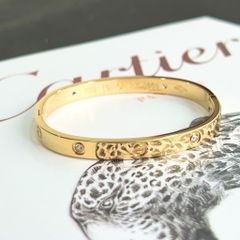  Vòng Tay Nam, Nữ TiTan Cao Cấp - Cartier Màu Vàng Pha Lê Trắng (AI) 