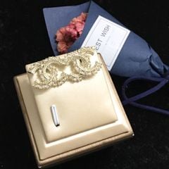  Bông Tai Chanel Bản To Màu Vàng Ngọc Trai & Pha Lê Trắng (BK) 