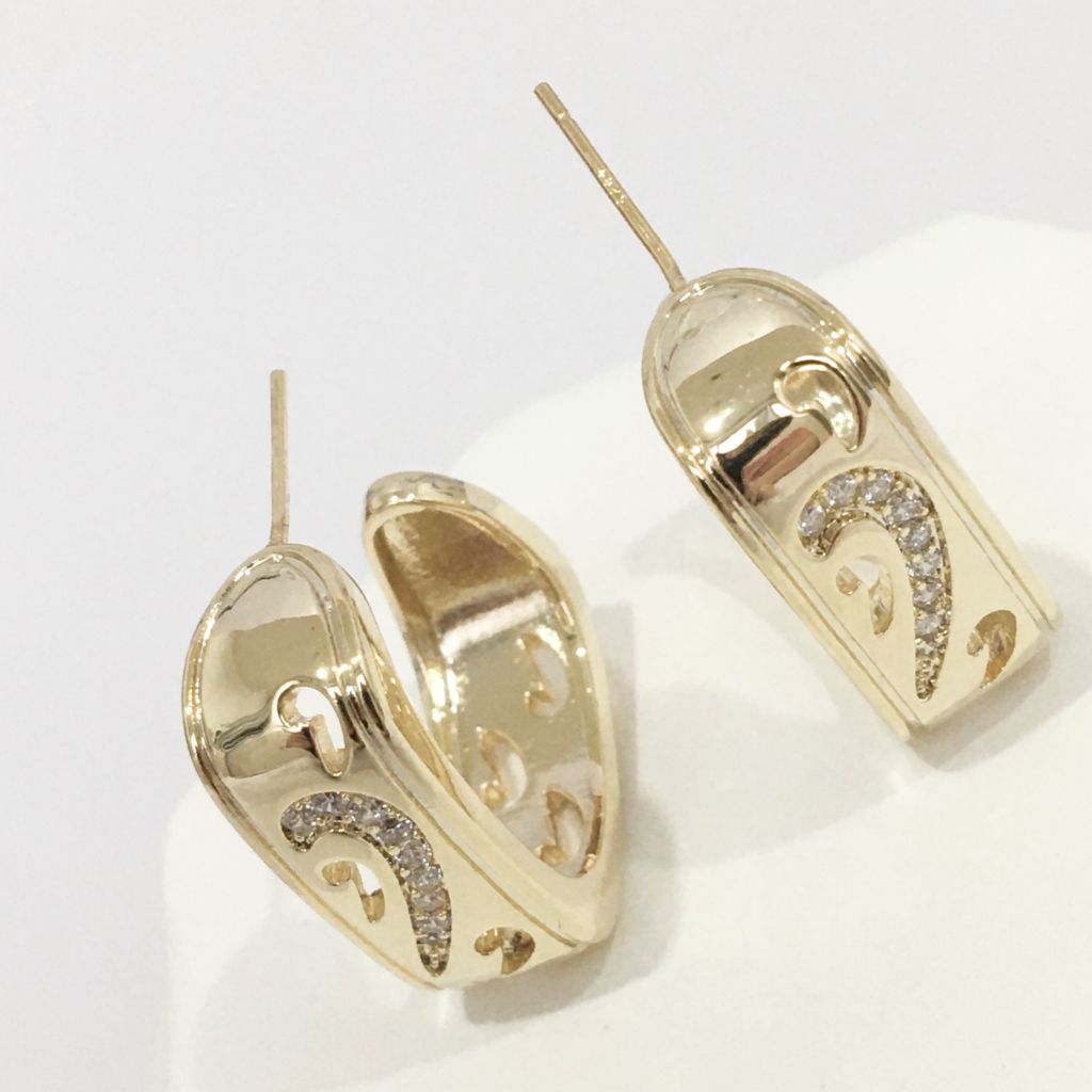  Bông Tai Nike Bản To Màu Vàng Pha Lê Trắng Cá Tính 