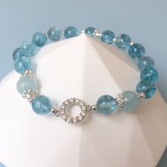  Vòng Đá Phong Thuỷ Cao Cấp - Đá Aquamarine Tự Nhiên & Vòng Tròn Đá Pha Lê Xanh Biển 