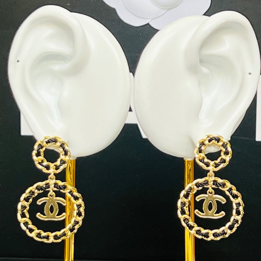  Bông Tai Chanel Bản To Màu Vàng Cá Tính (CM) 