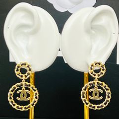  Bông Tai Chanel Bản To Màu Vàng Cá Tính (CM) 