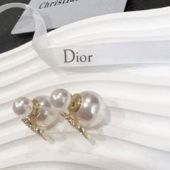  Bông Tai Dior Màu Vàng Ngọc Trai & Pha Lê Trắng (AM) - Có 3 Kiểu Đeo 