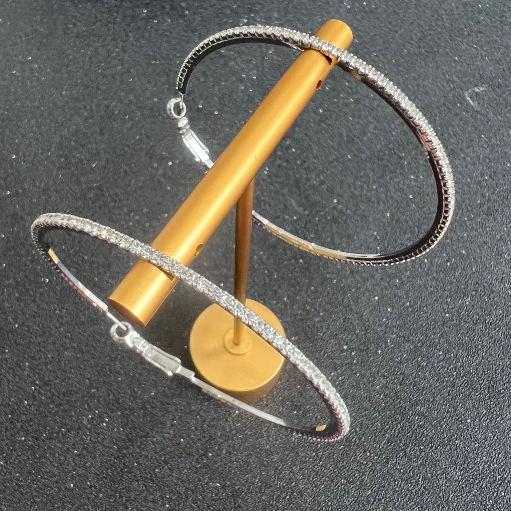  Bông Tai Khoen Tròn Bản To 7,5cm Pha Lê Trắng (BQ) 