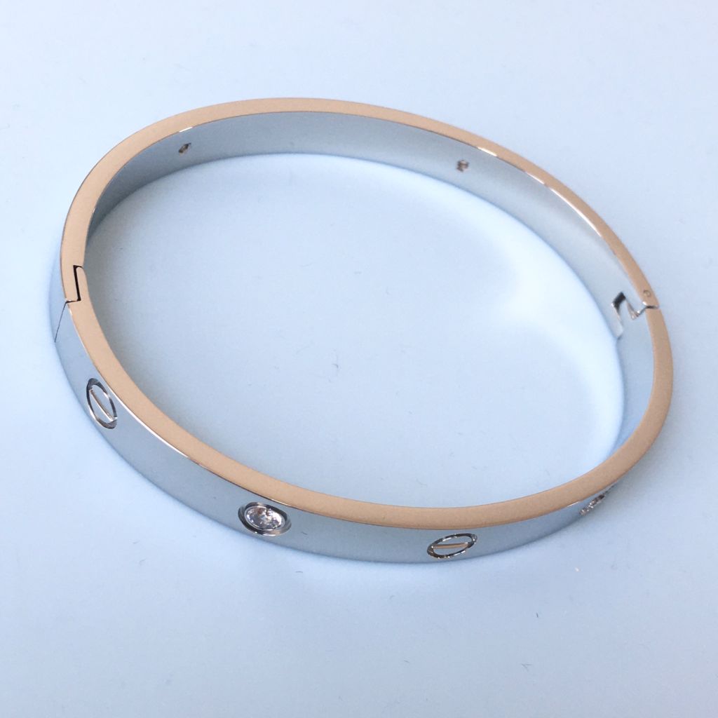  Vòng Tay Nam, Nữ TiTan Cao Cấp - Cartier Màu Trắng Pha Lê (AF) 