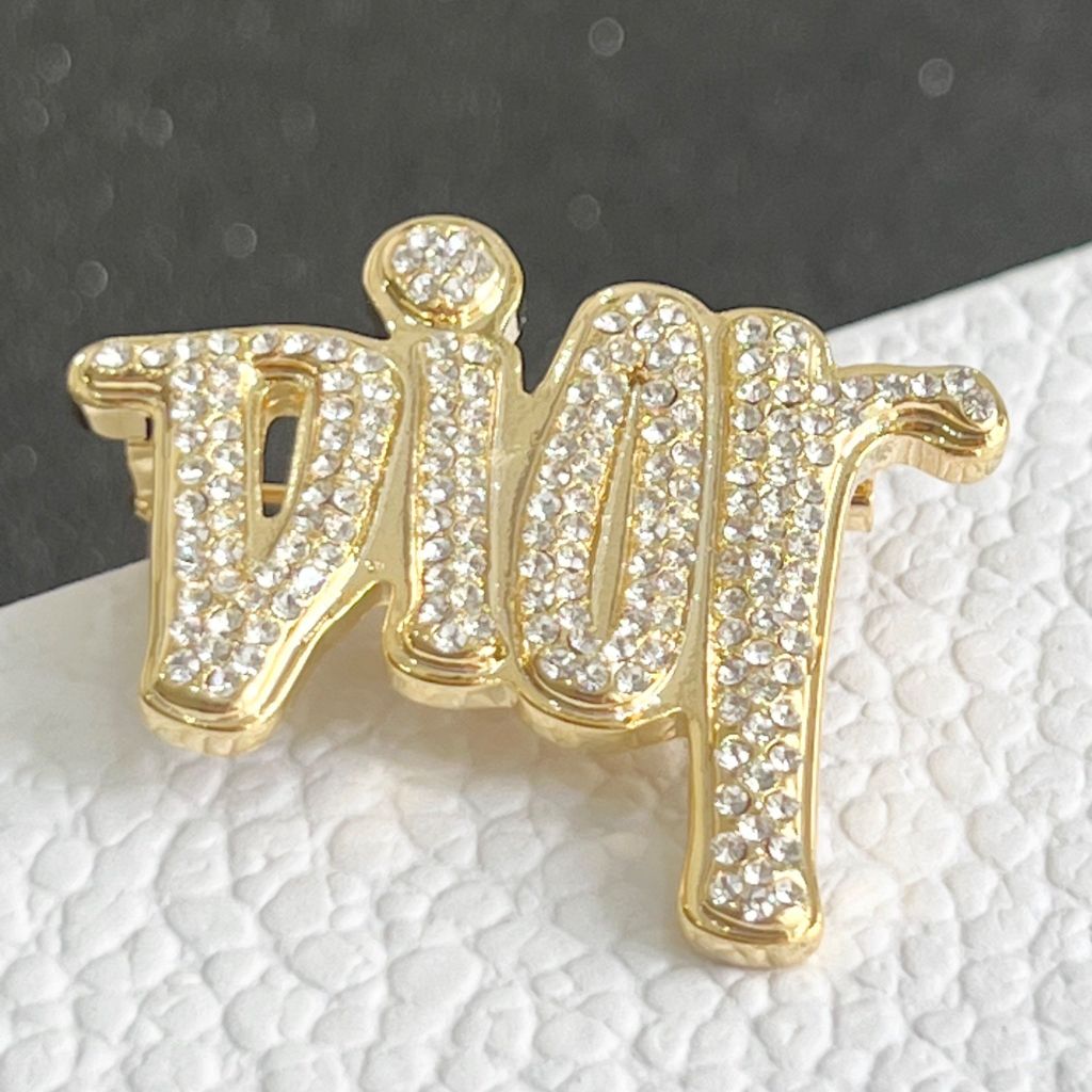  Cài Áo Dior Màu Vàng Pha Lê Trắng (AV) 