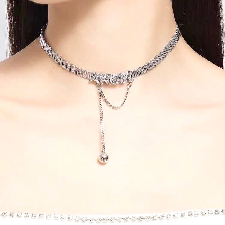  Dây Chuyền Ngắn - Choker Angle Pha Lê Trắng (AN) 