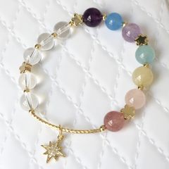  Vòng Đá Phong Thuỷ Cao Cấp - Đá Thạch Anh Tự Nhiên Cầu Vòng & Ngôi Sao May Mắn 