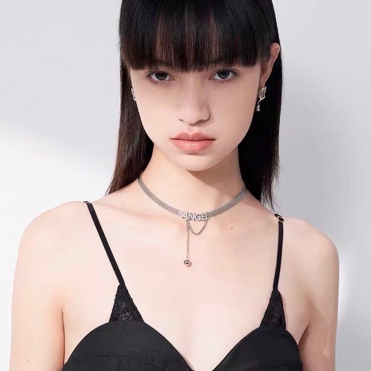  Dây Chuyền Ngắn - Choker Angle Pha Lê Trắng (AN) 