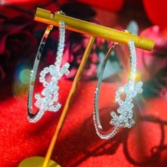  Bông Tai Khoen Tròn YSL Màu Trắng 5cm Pha Lê (BS) 