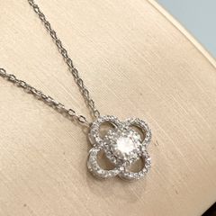  Bộ Trang Sức Bạc Cao Cấp - Dây Chuyền & Bông Tai Cỏ 4 Lá May Mắn (AQ) 