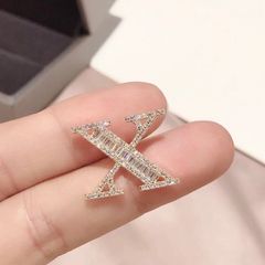  Cúc Cài Áo Nam, Nữ - Chữ X Màu Vàng Pha Lê Trắng 