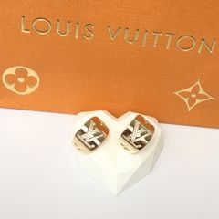  Bông Tai LV Bản To Ôm Vành Tai Màu Vàng Pha Lê Trắng (AB) 