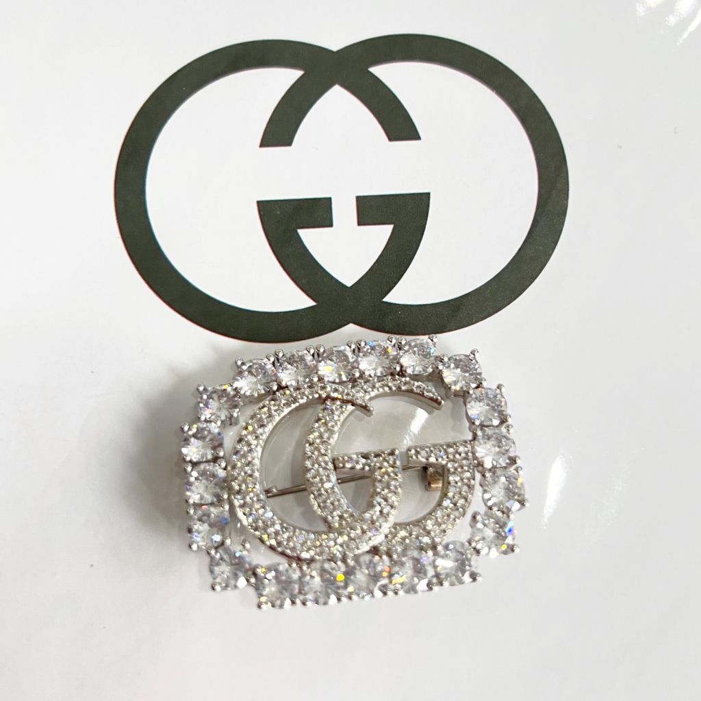  Cài Áo Nam, Nữ - Gucci Pha Lê Trắng (AJ) 